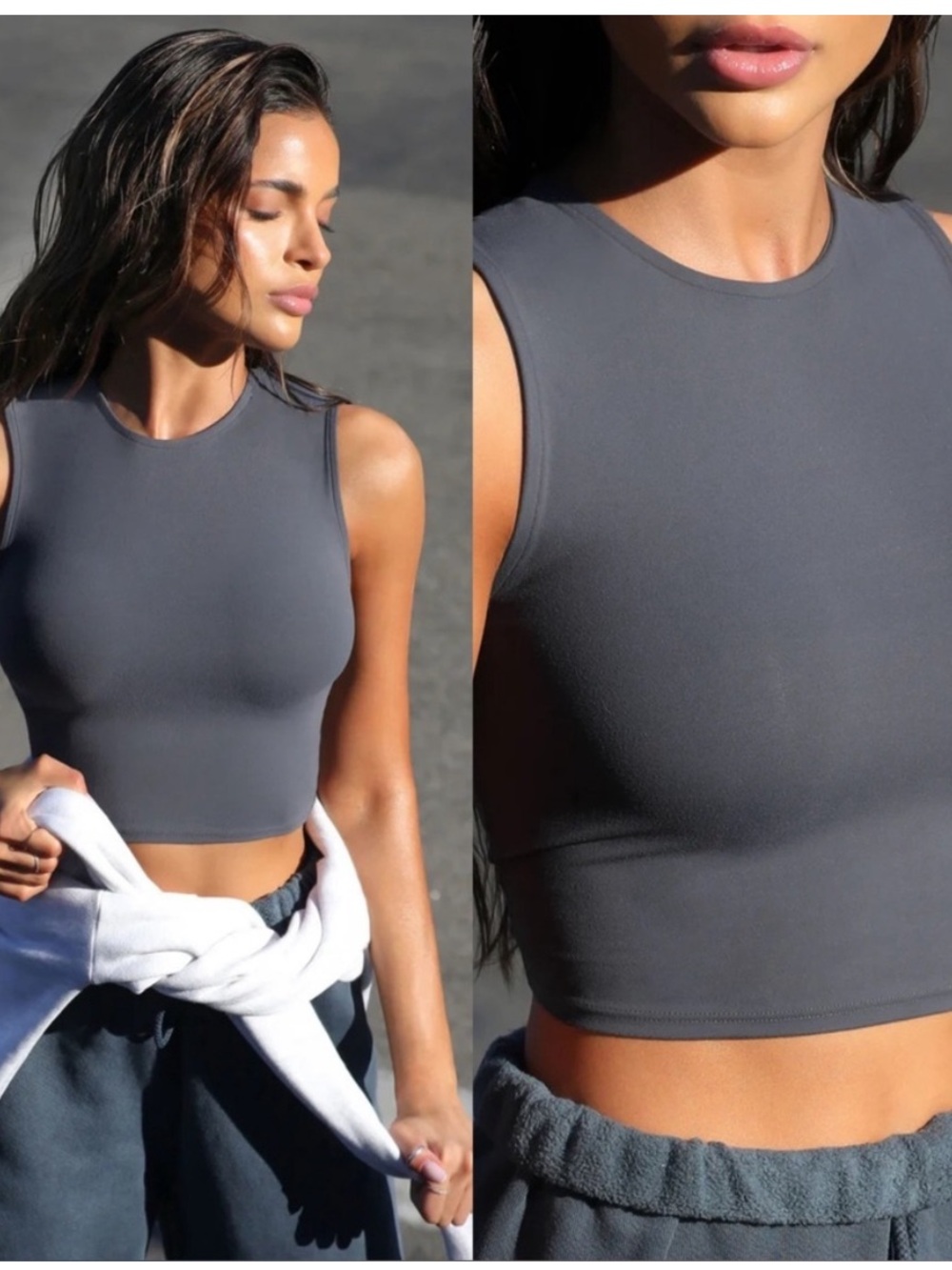 Josh Brown Second Skin Tank Sueded Navy Muted Blue Grey XS/S like New